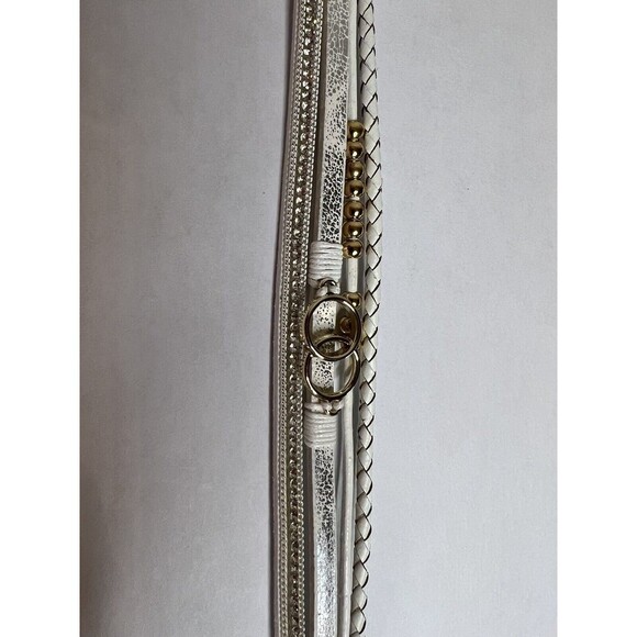 White Leather, Gold And Rhinestone Bracelet. Magnetic Clasp NWT lot of 9 - Picture 6 of 8